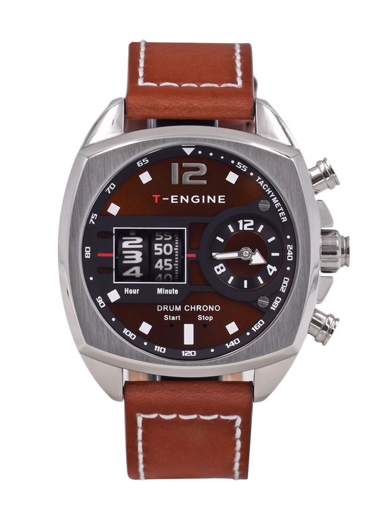 Dawward - Leather Strap hand watch T-engine 