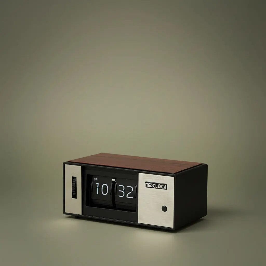 MIDCLOCK Radio-Style Rectangular Flip Clock with Light Button Table Clock Midclock 