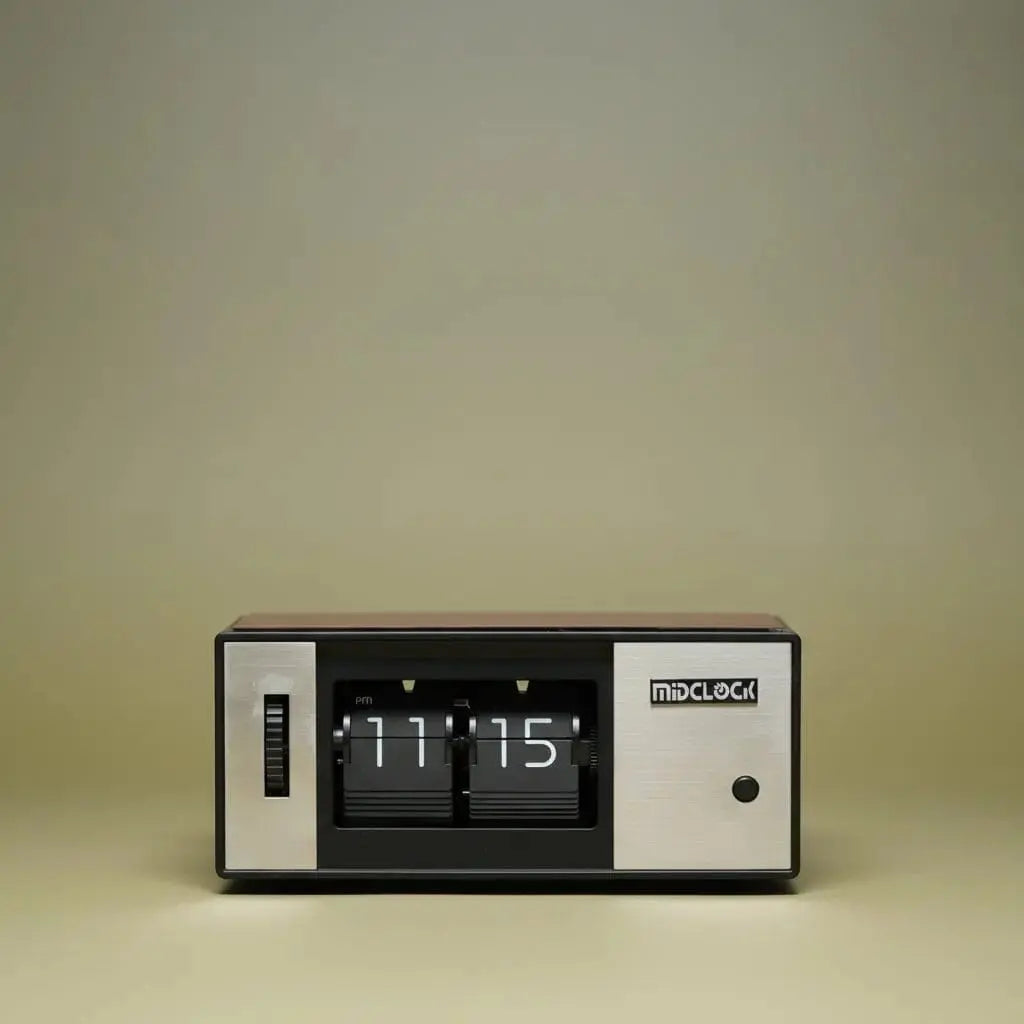 MIDCLOCK Radio-Style Rectangular Flip Clock with Light Button