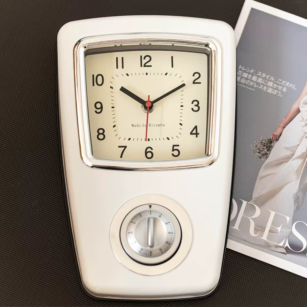 Japanese-Style Biramba Silent Iron Shell Clock Time Will Flip