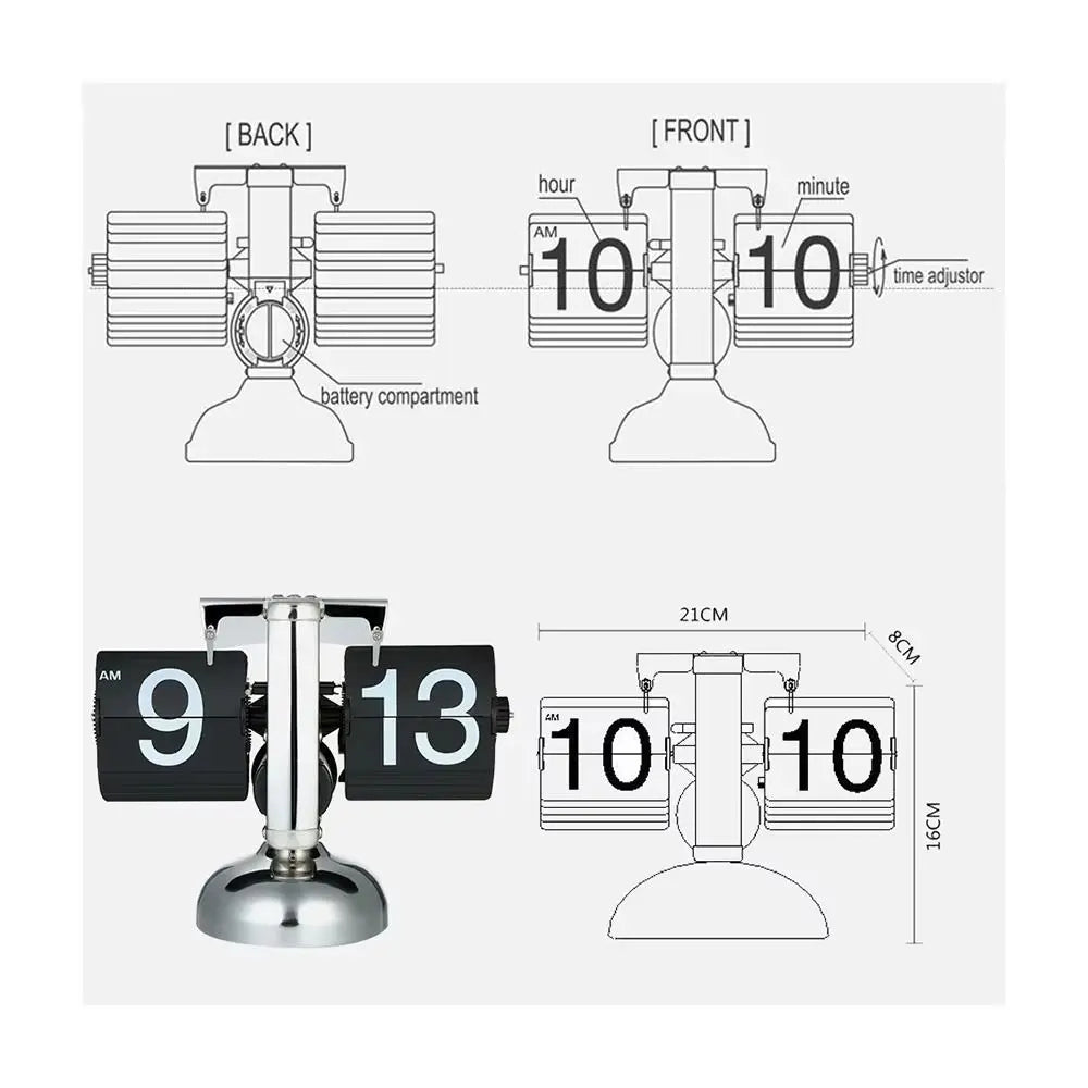 Retro Automatic Flip Clock with Quartz Movement Time Will Flip