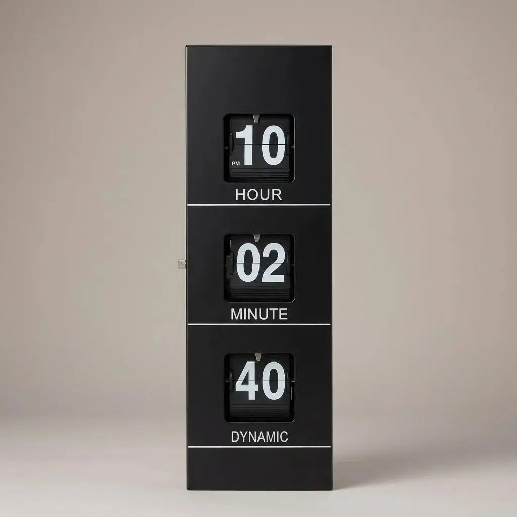 Vertical Flip Clock – Bamboo & Metal Edition - Time Will Flip