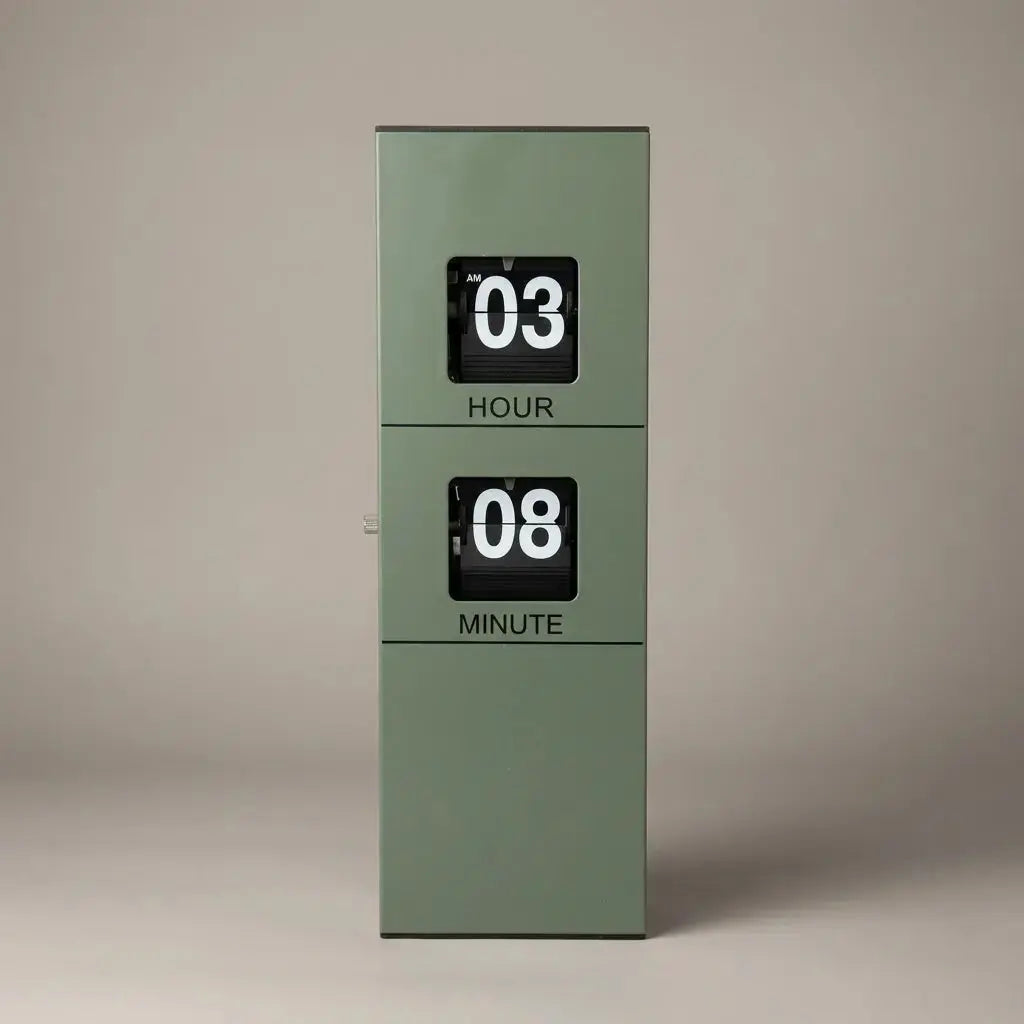 Vertical Flip Clock – Bamboo & Metal Edition - Time Will Flip