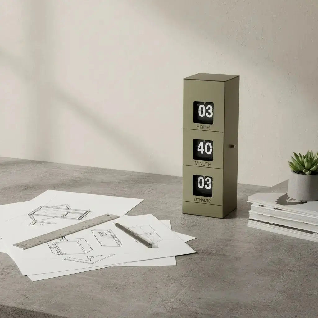 Vertical Flip Clock – Bamboo & Metal Edition - Time Will Flip