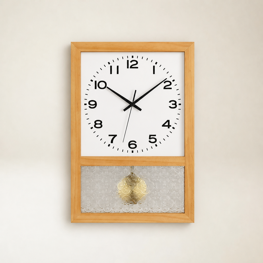 Japanese Retro Solid Wood Wall Clock Time Will Flip