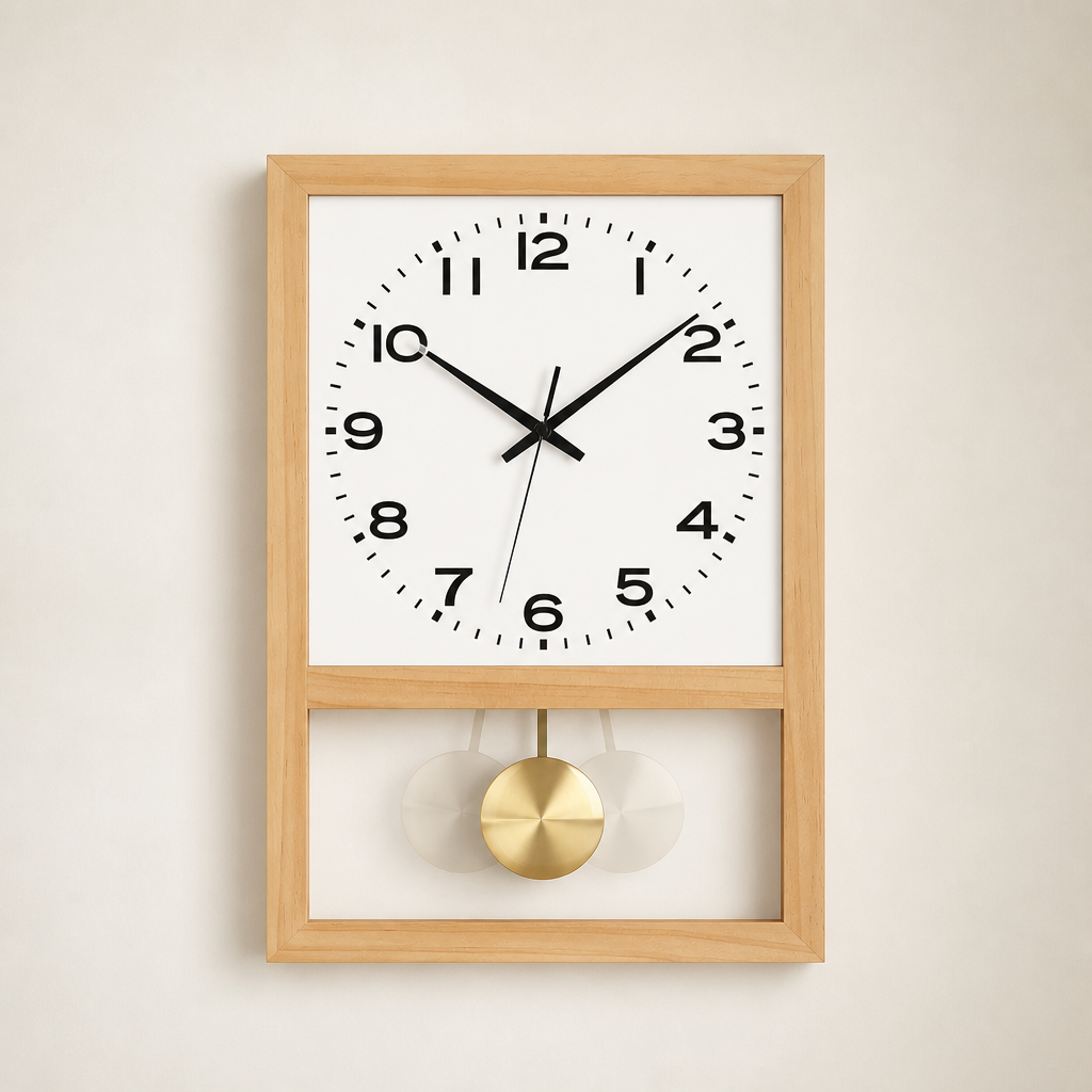 Japanese Retro Solid Wood Wall Clock Time Will Flip