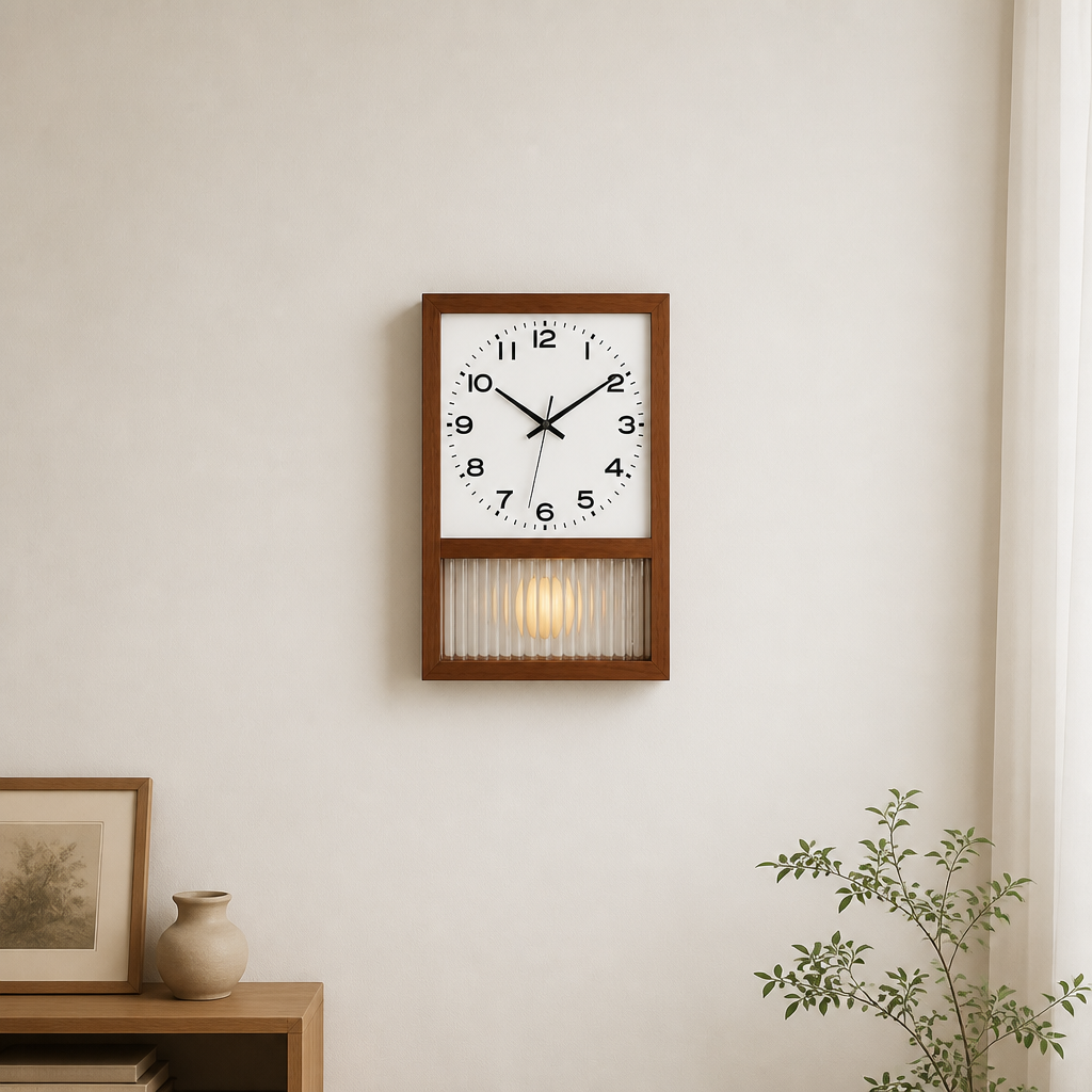 Japanese Retro Solid Wood Wall Clock Time Will Flip