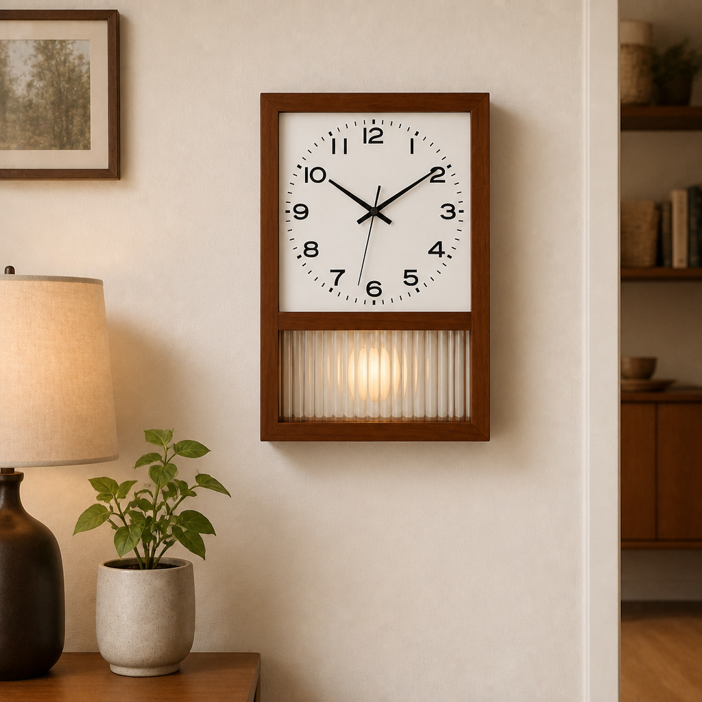 Japanese Retro Solid Wood Wall Clock Time Will Flip