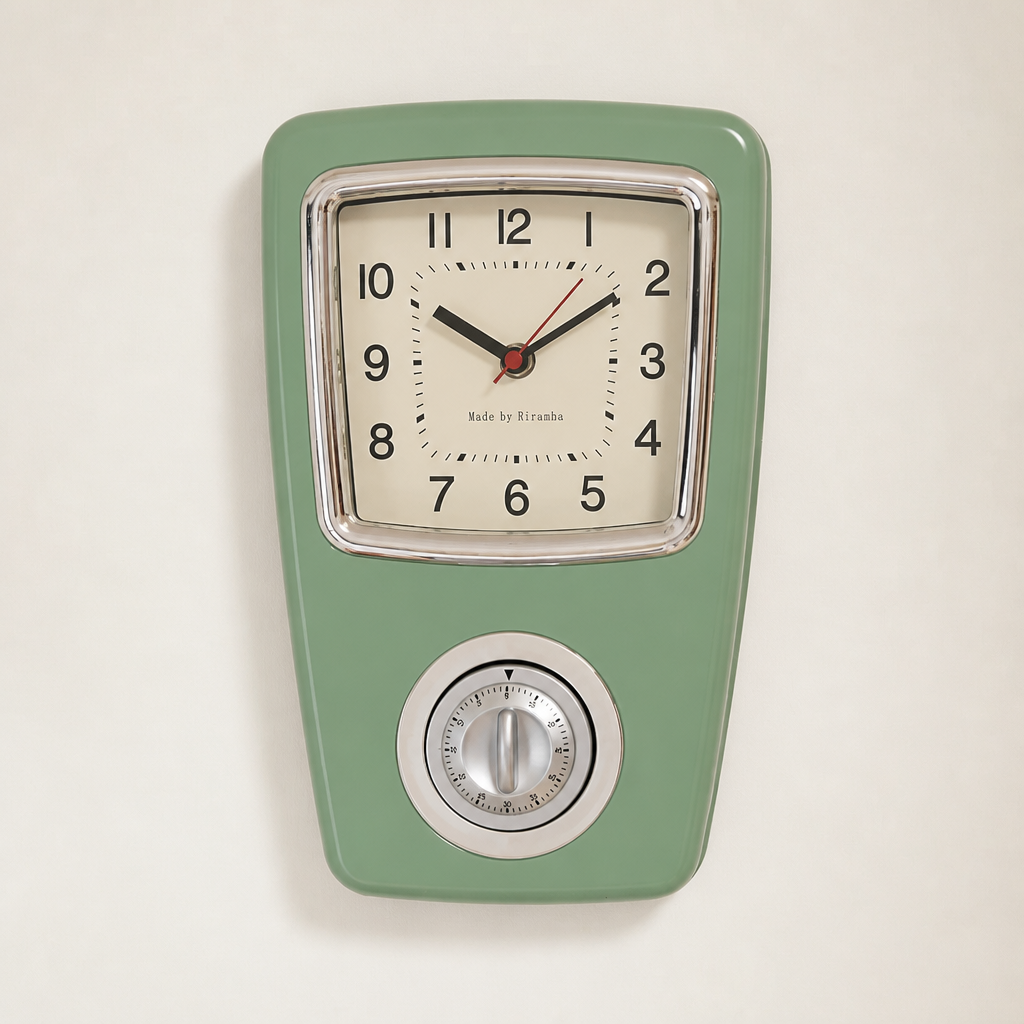 Japanese-Style Biramba Silent Iron Shell Clock Time Will Flip