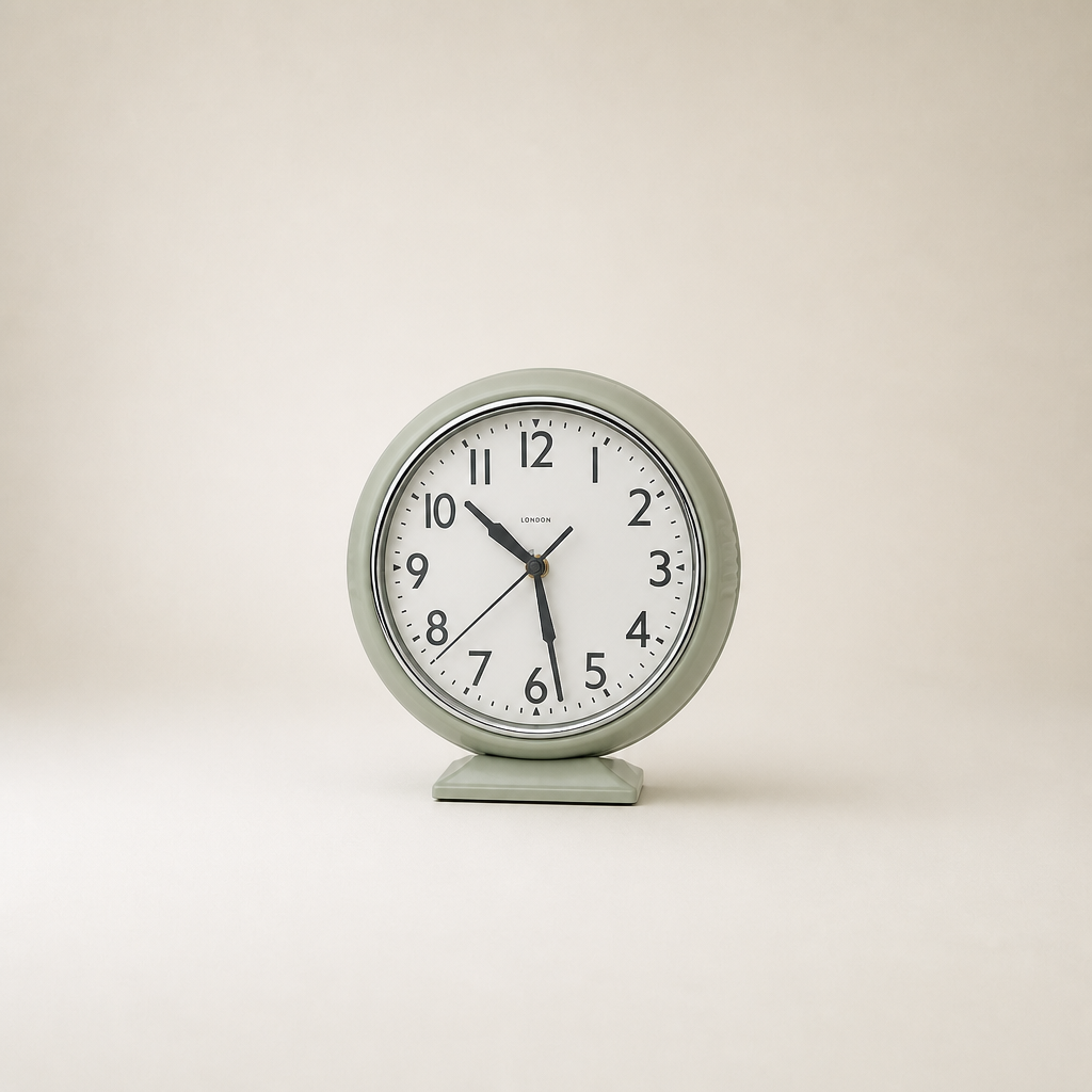A Silent Metal Table Clock - Small One Time Will Flip