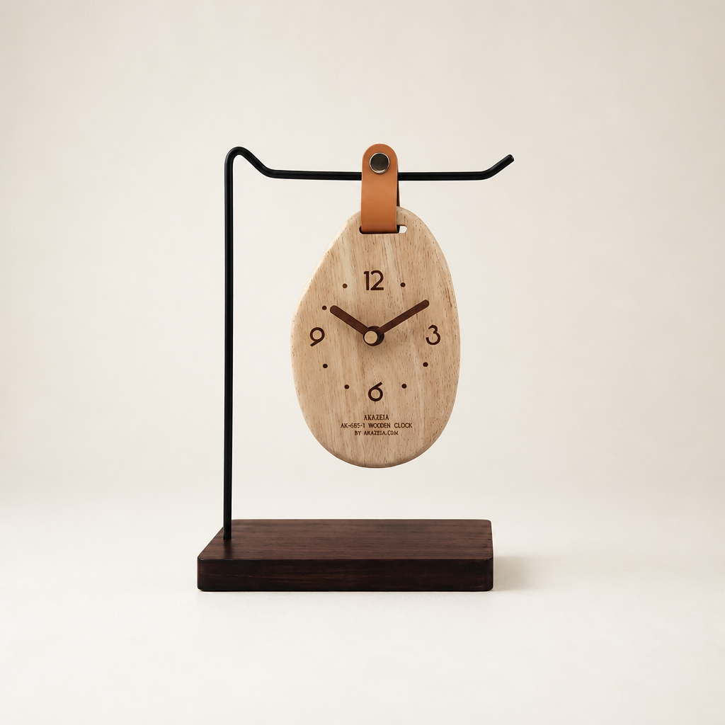 The "Breathing" Oval Solid Wood Tabletop Clock Time Will Flip
