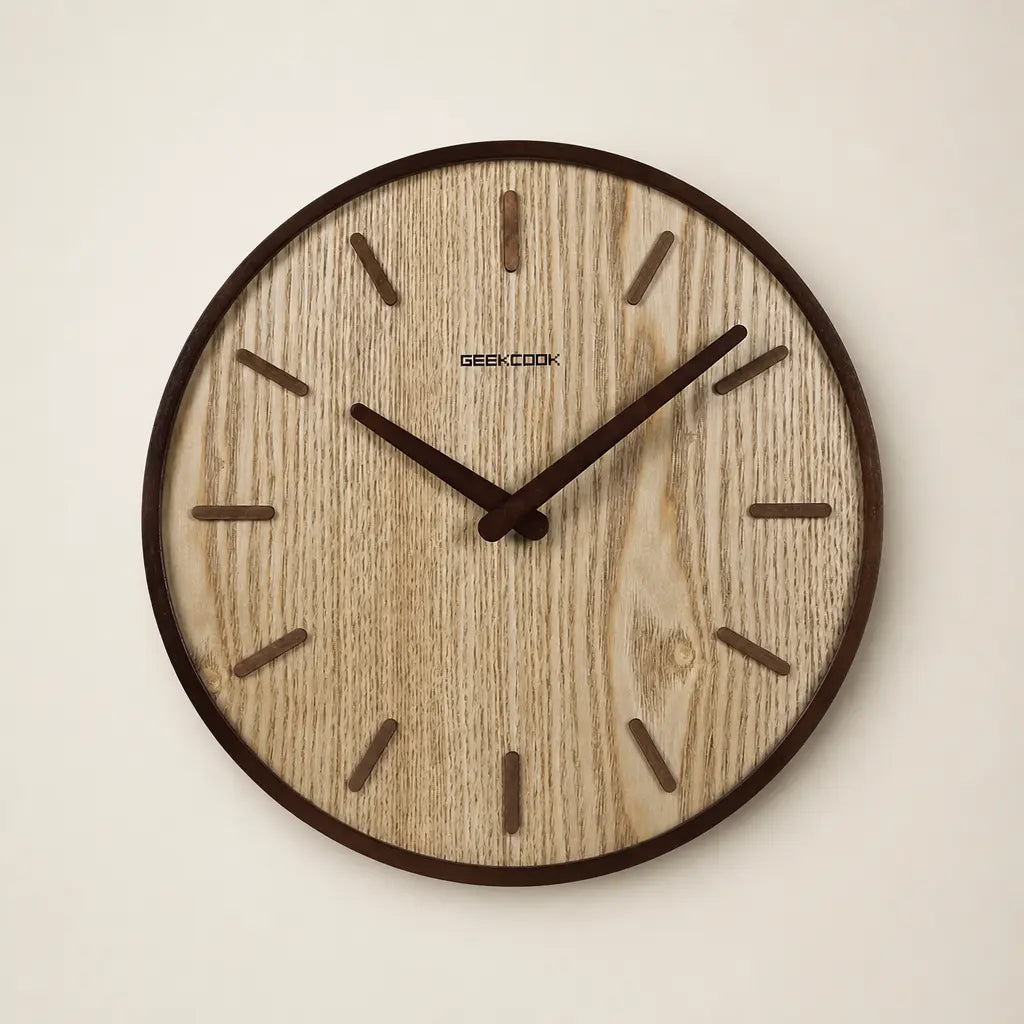 Wabi-Sabi Wooden Wall Clock – Marker Dial  Wood / 16 inch