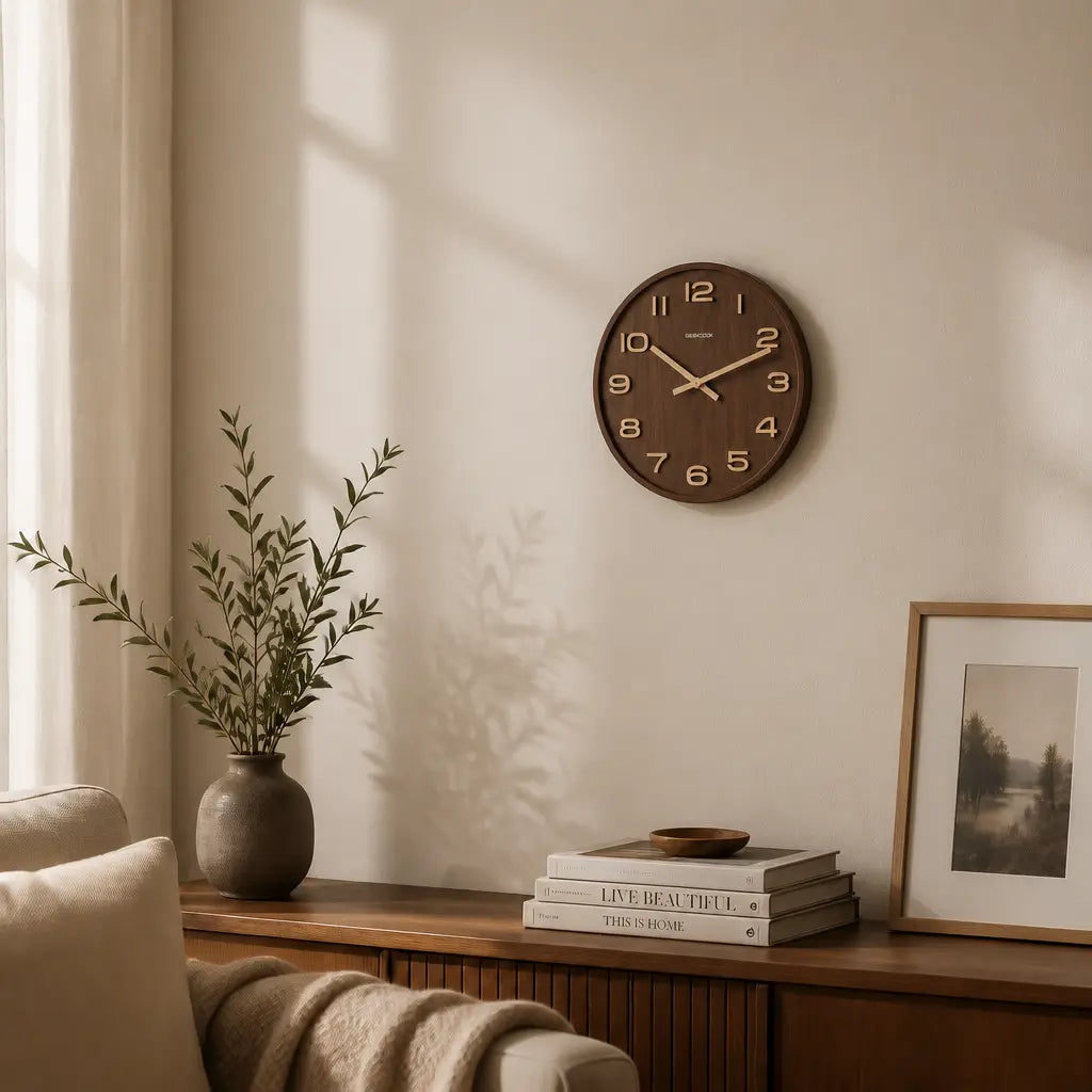 Wabi-Sabi Wooden Wall Clock – Number Dial Time Will Flip