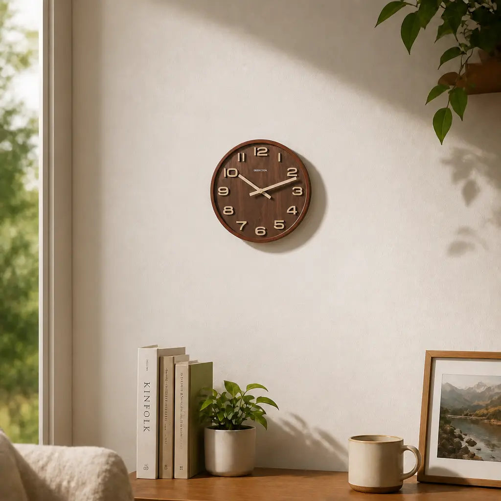 Wabi-Sabi Wooden Wall Clock – Number Dial Time Will Flip