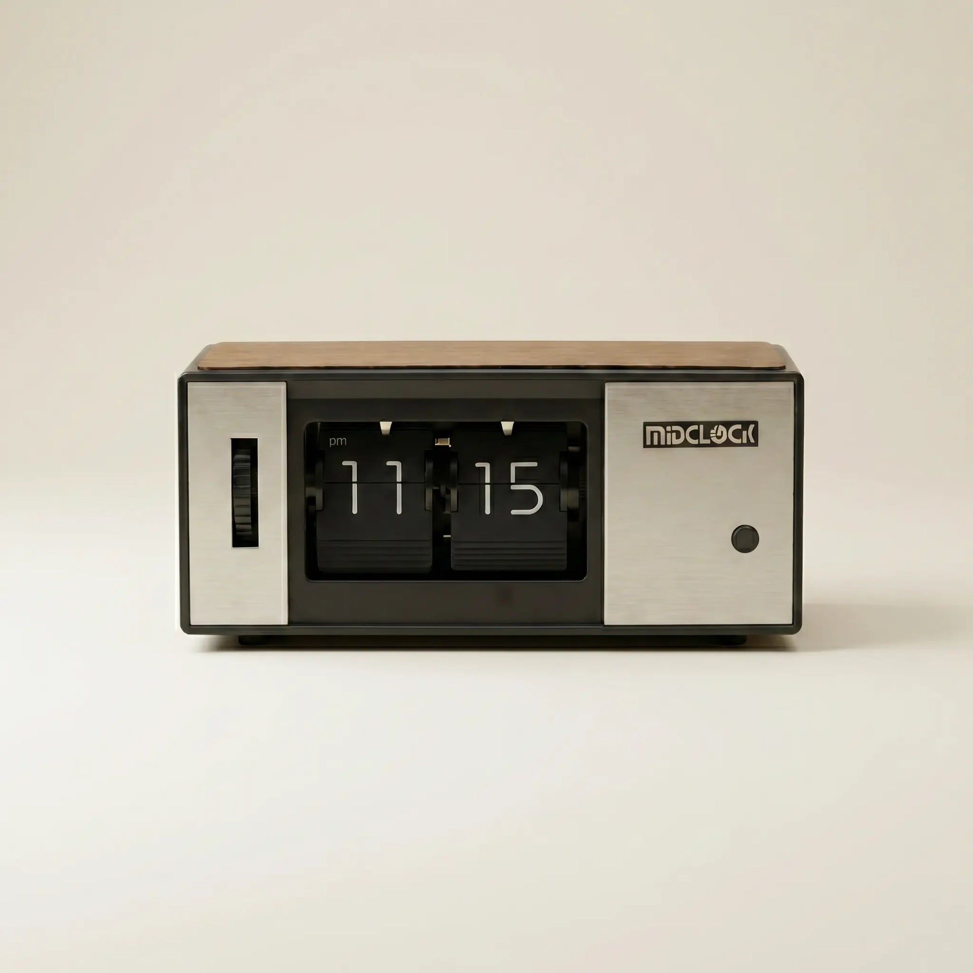 MIDCLOCK Radio-Style Rectangular Flip Clock with Light Button