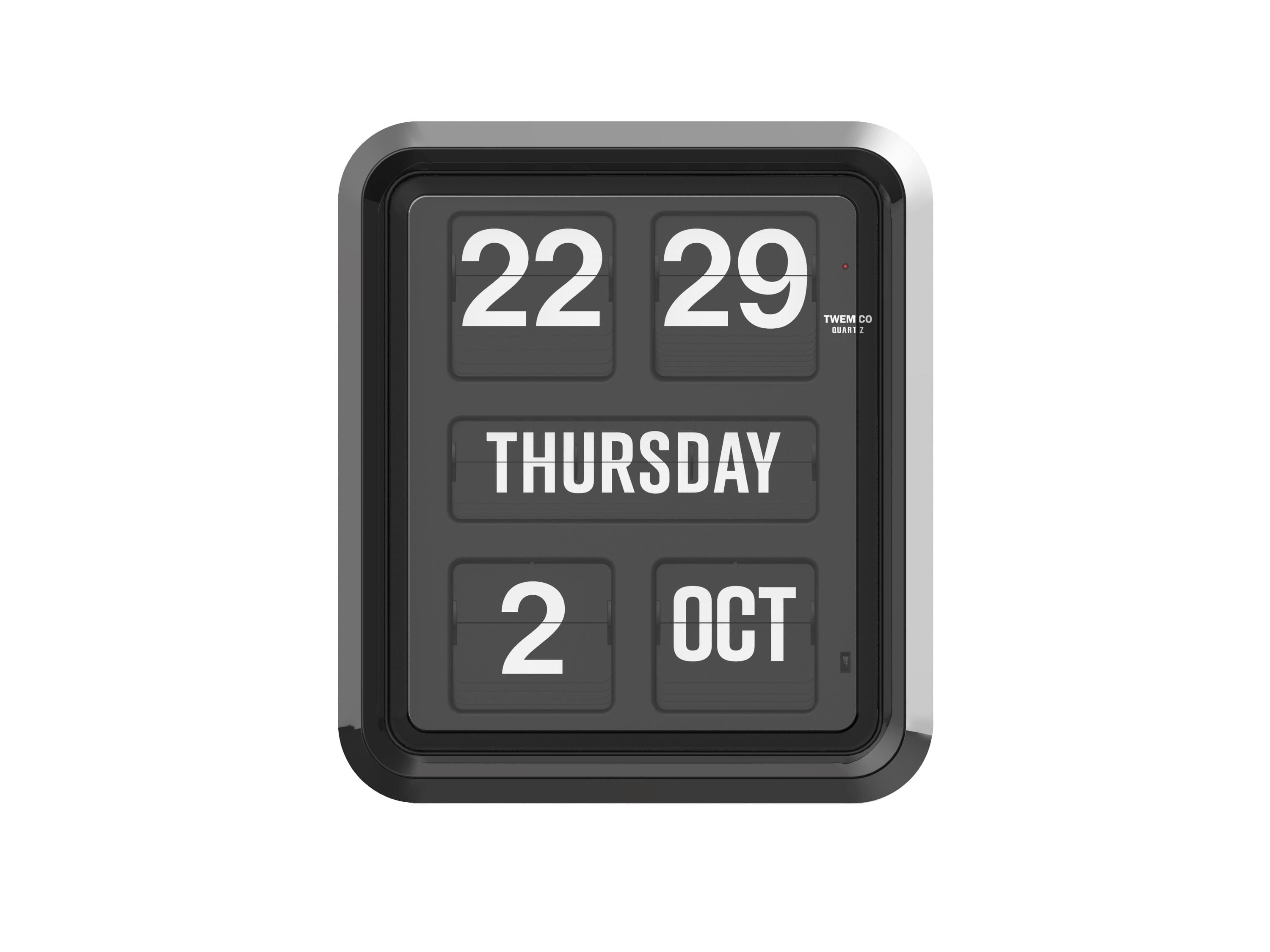 TWEMCO Calendar Wall Flip Clock BQ-170 Wall Clock TWEMCO Black Case Black Dial English AM/PM
