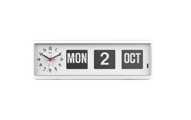 TWEMCO Calendar Flip Clock BQ-38 Table Clock TWEMCO White English 