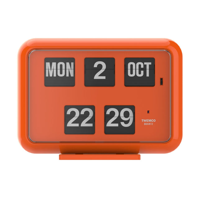TWEMCO Calendar Flip Clock QD-35 Wall Clock TWEMCO Orange English AM/PM