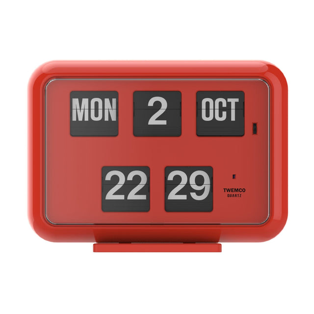 TWEMCO Calendar Flip Clock QD-35 Wall Clock TWEMCO Red English AM/PM