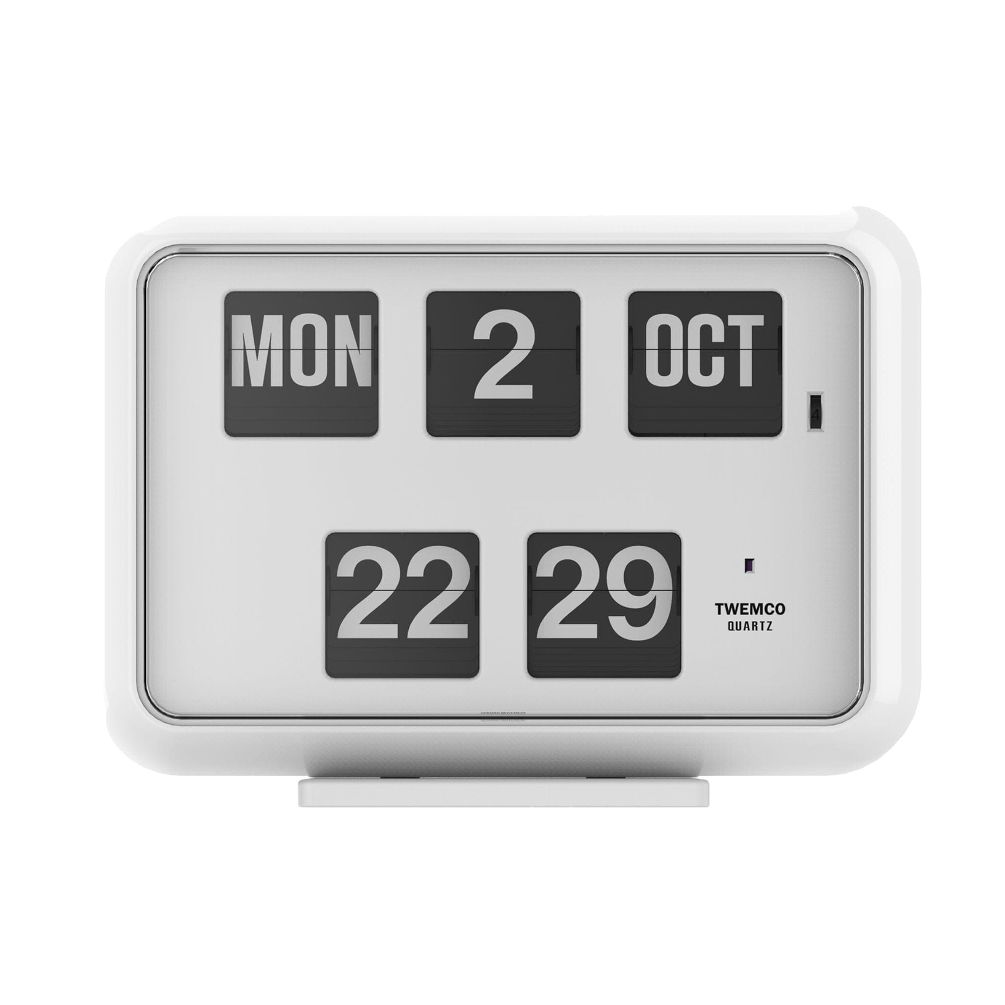 TWEMCO Calendar Flip Clock QD-35 Wall Clock TWEMCO White English AM/PM